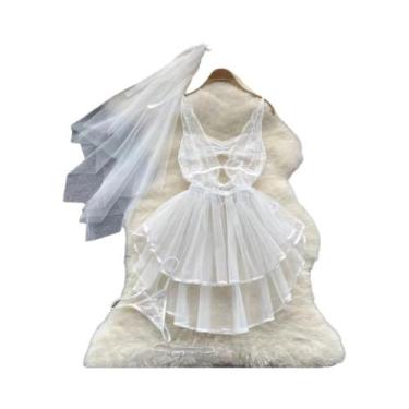 Imagem de Macacão Feminino Sem Mangas, Slim, Costas Descobertas, Saia Mini Pliss