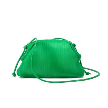 Imagem de KingTo Bolsas clutch para mulheres, bolsa de nuvem macia moderna com bolsa franzida para ombro transversal, Verde claro