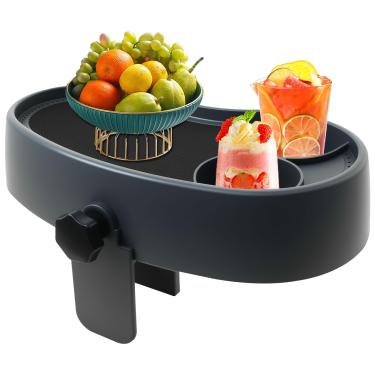 Imagem de KTZCTPCA Bandeja de mesa de banheira de hidromassagem com suporte de bebida, suporte de copo de banheira acima do solo estável, suporte de copo de mesa lateral de spa com dreno, suporte de bebida