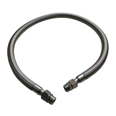 Imagem de Mangueira jumper compressor de grau industrial, 3/10.2 cm NPT macho x 122 cm de comprimento, 450 PSI, 398.9 °C, ambos os encaixes laterais giram livremente, mangueira de metal de aço inoxidável