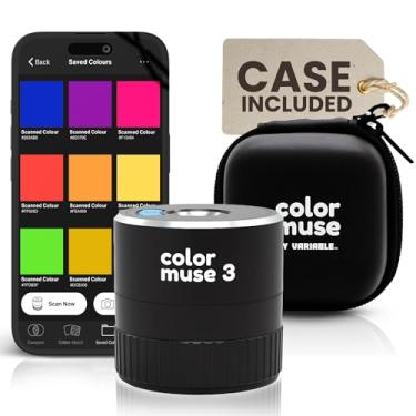 Imagem de COLOR MUSE 3 dispositivos portáteis de correspondência de cores e scanner de tinta com estojo protetor de viagem – Sensor de colorímetro digital sem fio para cores precisas – Tamanho de bolso, fácil