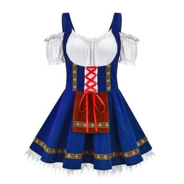 Imagem de Vestido Dirndl Alemão Bávaro - Fantasia Tradicional para Oktoberfest e