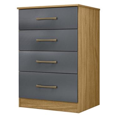 Imagem de Cômoda Para Quarto 61cm Com 4 Gavetas Miriad Freijó/Cinza Z17 - Mpozenato