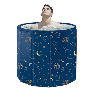 Imagem de STARBRILLIANT Banheira portátil para adultos, banheira dobrável fácil de montar (31,5 (C) x 66 cm), adequada para viagens, acampamento e atividades ao ar livre (estrela, G)