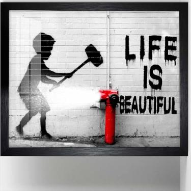 Imagem de Biufo Banksy Canvas Wall Art Poster Graffiti Print Picture Pop Street Art Decor para casa, quarto, sala de estar (25 cm C x 20 L, emoldurado)