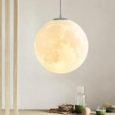 Imagem de Aomesinc Luminárias Pendentes Ajustáveis Modernas Aomesinc, Luminária Suspensa Em Formato De Lua, Iluminação Com Impressão 3D, Ilha Cozinha, Corredor, Sala Jantar (Sem Lâmpada)