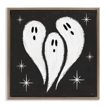 Imagem de Stupell Industries Wee Bit Wicked Ghosts Brown Framed Floater Canvas Wall Art, design por Veronique Charron, 45 x 45 cm