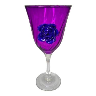 Imagem de Taça Roxa Pomba Gira Lirio Rosa Super Luxo 330 Ml Vidro