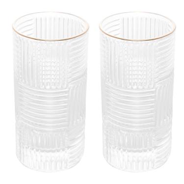 Imagem de Jogo De 2 Copos Altos Com Borda Dourada 400ml Chess Wolff