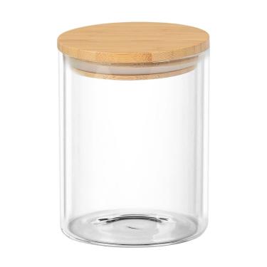 Imagem de Pote Hermético 450ml Vidro Boro E Tampa De Bambu Class Home