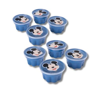 Imagem de Kit 8 Formas de Gelatina Ludico Mickey Azul Plasútil Infantil 150ml