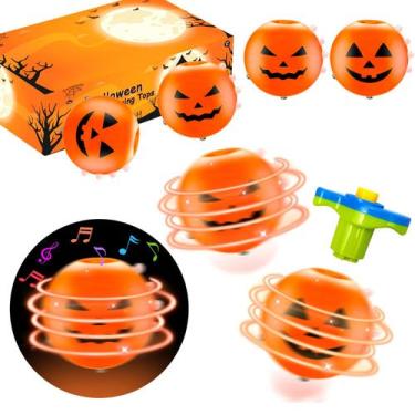 Imagem de Spinning Toy Top Leetous Halloween Pumpkin, pacote com 6