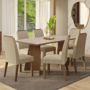 Imagem de Conjunto Sala De Jantar Tampo De Vidro 6 Cadeiras Rustic/crema/imperia
