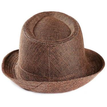 Imagem de Boné unissex Trilby Gangster Beach Sun Straw Hat Band Sunhat - HUOGUO