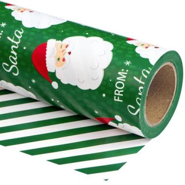 Imagem de Embrulho de presente WRAPAHOLIC 76 cm x 10 m, verde reversível, Papai 