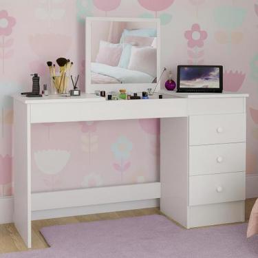 Imagem de Penteadeira Escrivaninha com Espelho e 3 Gavetas para Maquiagem ou Est