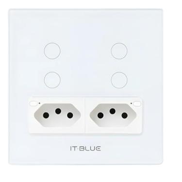 Imagem de Interruptor Inteligente Wifi 4 Botões + 2 Tomada 4x4 Alexa Branco