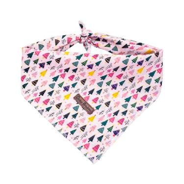 Imagem de Bobo Rainbow Bandanas para cães de Natal, bandana macia para animais de estimação, bandana fofa para animais de estimação, rosa, árvore de Natal, cachecol ajustável para cães grandes