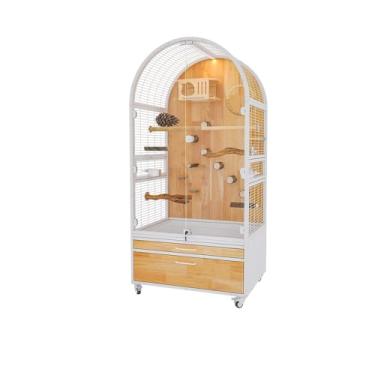 Imagem de Gaiola de pássaro supergrande para uso doméstico, fácil de limpar, visualização ventilada de papagaio, ninho de pássaro (branco)