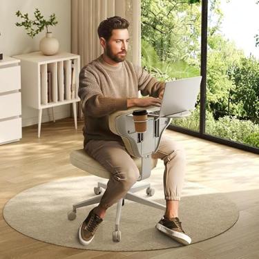 Imagem de Newtral Freedom-X Cadeira de escritório em casa, ergonômica, multipostura, com pernas cruzadas para qualquer lugar, bandeja ajustável para laptop para trabalho e relaxamento em casa/escritório