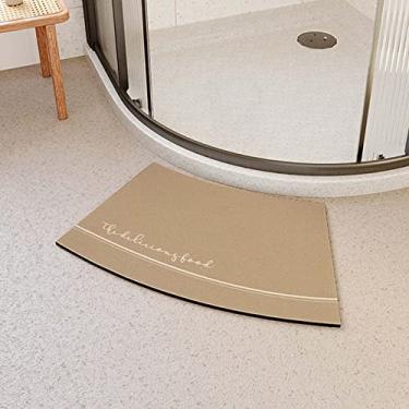 Imagem de Tapetes de casa de banho curvas para duche quadrante suave diatomáceas absorvente de lama secagem rápida antiderrapante microfibra lavável resistente à sujidade fácil de limpar sala de banheira
