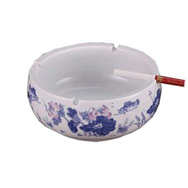 Imagem de Cinzeiros para Cigarros Azul e Branco Cerâmica Europeia Retro Sala de Estar Cinzeiro Boutique Grande Prático Cinzeiro de Cerâmica Elegante Personalidade Criativa Escritório Cinzeiro Redondo Decoração