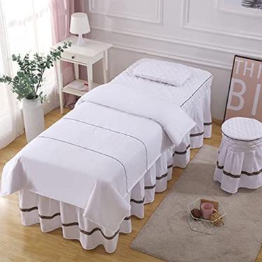 Imagem de Colcha para salão de beleza, 4 peças, simples, fisioterapia, massagem, massagem corporal, tatuagem de cabeça, cama especial (branco 70 x 190 cm)