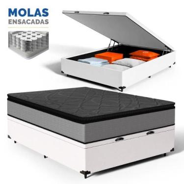 Imagem de Cama Box Baú com Colchão de Molas Ensacadas Pillow Top UmaFlex Vitta C