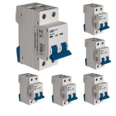 Imagem de 6Und Disjuntor DJ-3K2 Bipolar 32A Curva C 3.000A / 400V~ Proteção cont