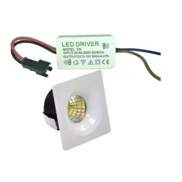 Imagem de Kit 10 Mini Spot 3w Luminaria quadrada Embutir Teto Led Quente 3000k C