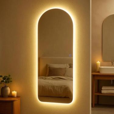 Imagem de Espelho Grande 110x40cm Corpo Inteiro LED Touch Bivolt 3 Cores Quente 