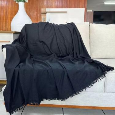 Imagem de Manta Para Sofá 4,00x1,80 King Size Gigante Capa De Sofa Cama Grande De 2 E 3 Lugares Tecido Grosso Preto