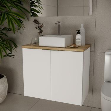 Imagem de Gabinete Com Cuba Nature 75cm Estilare GAB4011 Branco-carvalho