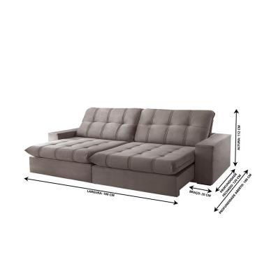 Imagem de Sofá Retrátil Caparaó 1,80m 2 Lugares Molas Ensacadas Txr Bege