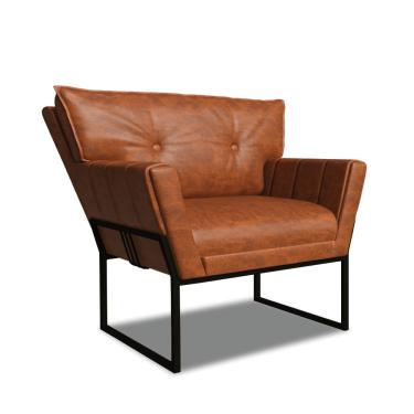 Imagem de Poltrona Sala de Estar Industrial Pto Anitta Sintético PU D03 - D'Rossi