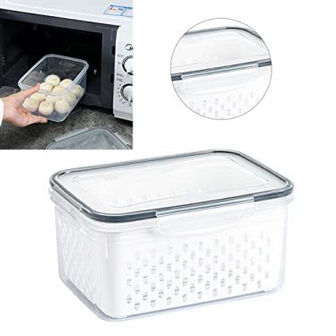 Imagem de YOUTHINK Dreno Cesta de Frutas Com Retenção Hermética, Caixa Multiuso para Armazenamento, Recipiente Transparente para Alimentos, Reduz a Desordem, Adequado para Uvas Alface, Caixa de (850ML)