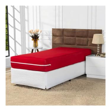 Imagem de Capa de Colchão com Ziper Solteiro (Vermelho)