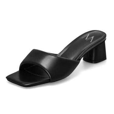 Imagem de MIRAAZZURRA Sandálias Femininas Pretas De Salto Quadrado, Bico Aberto, Grosso E Bloco, Estilo Casual, Tamanho 7,5