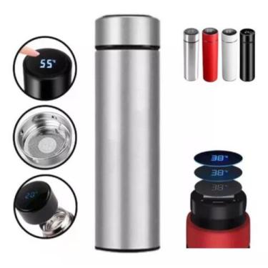 Imagem de Garrafa Térmica Squeeze Medidor Temperatura 500ml Inox CINZA - SWEET H