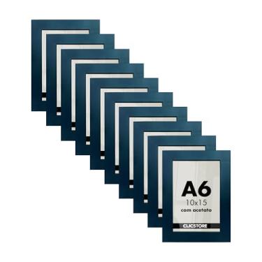 Imagem de Kit 10 Moldura 10x15Cm Com Acetato e Fundo Para Quadros Fotos Cor da armação:Preto