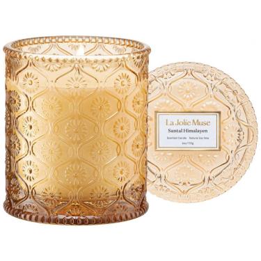 Imagem de Vela Perfumada de Âmbar e Sândalo LA JOLIE MUSE - Vela Santal Himalayen 170g de Luxo de Soja, Queima Limpa e Duradoura - Presente Pronto