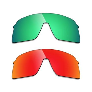 Imagem de Alphax 2 pares de lentes polarizadas de substituição para Oakley Sutro Lite OO9463 – Vermelho + verde