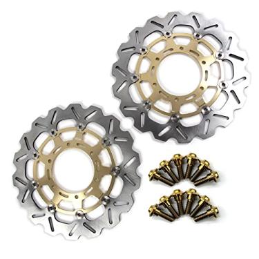 Imagem de Arashi Discos de freio dianteiro Rotores com parafusos de montagem para Suzuki GSXR 600 2008-2017 K8 K9, GSXR 750 2008-2018, GSXR 1000 2009-2016, acessórios de substituição de motocicleta dourados