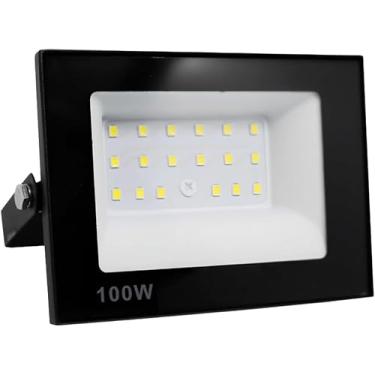 Imagem de Refletor LED Slim, Holofote Bivolt 100W, Branco Frio 6500k, IP66 à Prova D'Água, para Iluminação Externa, Fachadas e Jardins