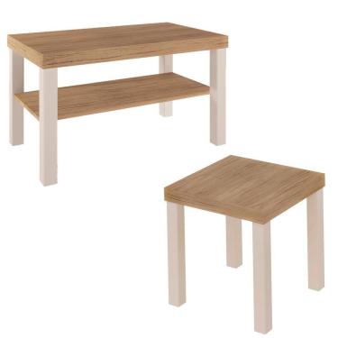 Imagem de Conjunto Mesa De Centro E Apoio Mca45 Carvalho Off White Arly Carvalho Off White