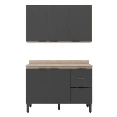 Imagem de Cozinha Modulada Firenze Fi0010 Avena Grafito - Demóbile