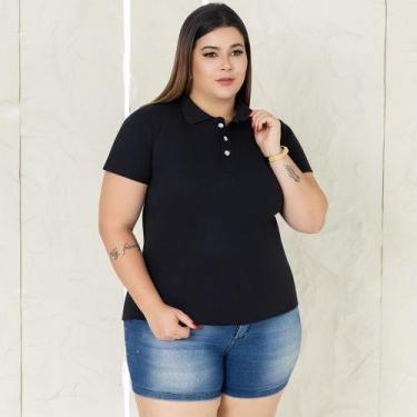 Imagem de Camisa Gola Polo Plus Size Feminina Ótimo Acabamento Tecido Premium - 