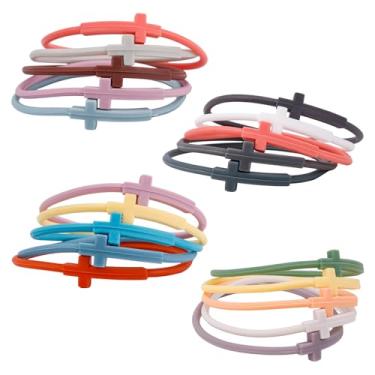 Imagem de 20 Peças Pulseiras de Silicone com Cruz, Religiosas Pulseira de Jesus Elásticas Pulseiras Cristãs para Mulheres Homens Lembrancinhas Festa