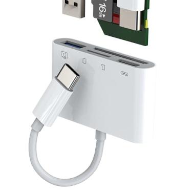 Imagem de Adaptador de leitor de cartão USB C 4 em 1 USB 3.0 SD Micro SD tipo C (4 em 1) para iPhone 16 15 Pro Max compatível com Samsung para Apple MacBook para iPad, slot para iPad, acessórios de hub de