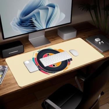Imagem de Tapete de mesa de couro para música, mouse pad de arte colorida grande teclado de computador para jogos mousepad à prova d'água protetor e capa de mesa, tapete de mouse decorativo de couro PU para